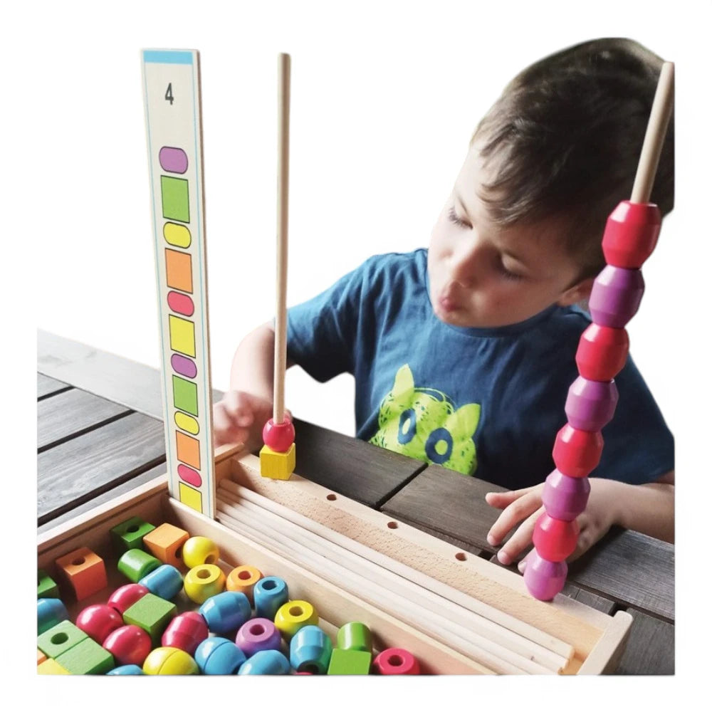 Wooden Lacing Toy for Kids 3+ 92 Pieces: Threading Forms, Andreu Toys