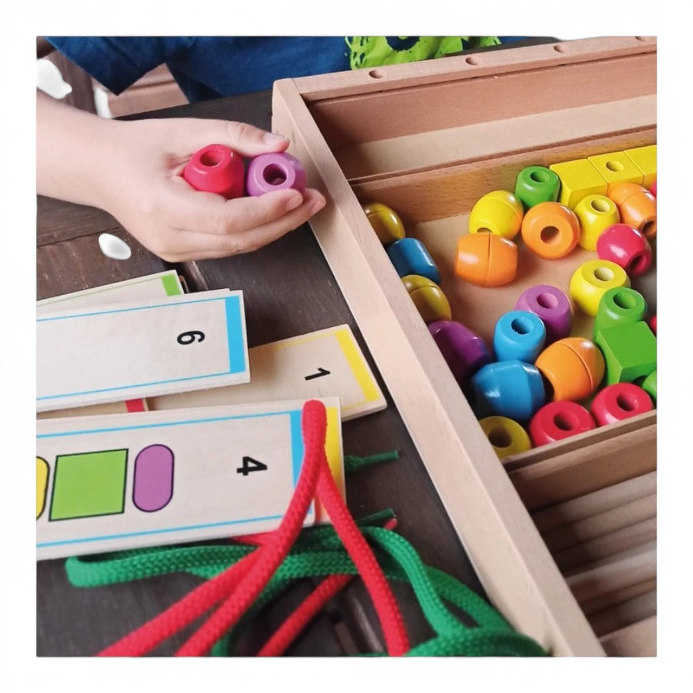 Wooden Lacing Toy for Kids 3+ 92 Pieces: Threading Forms, Andreu Toys