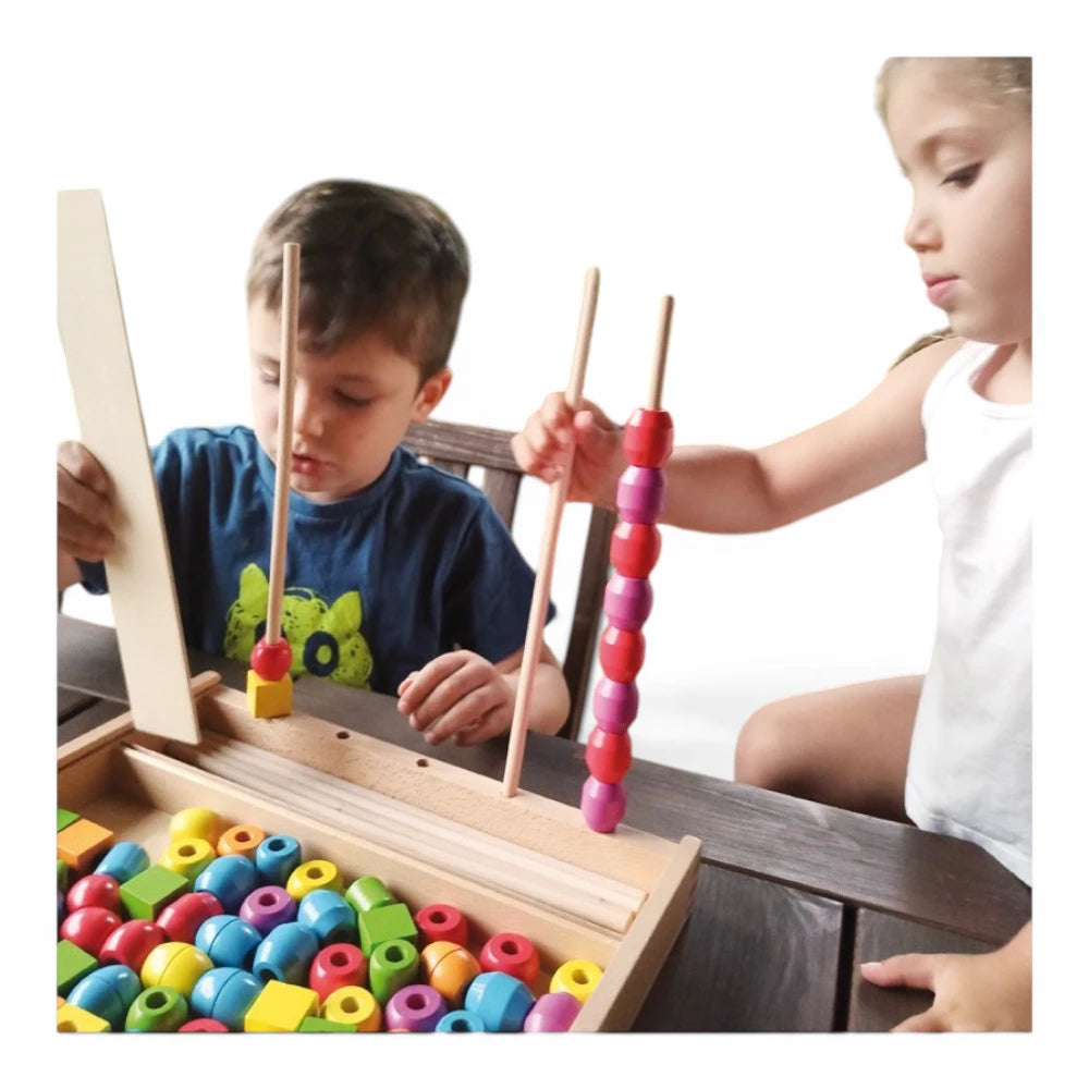 Wooden Lacing Toy for Kids 3+ 92 Pieces: Threading Forms, Andreu Toys