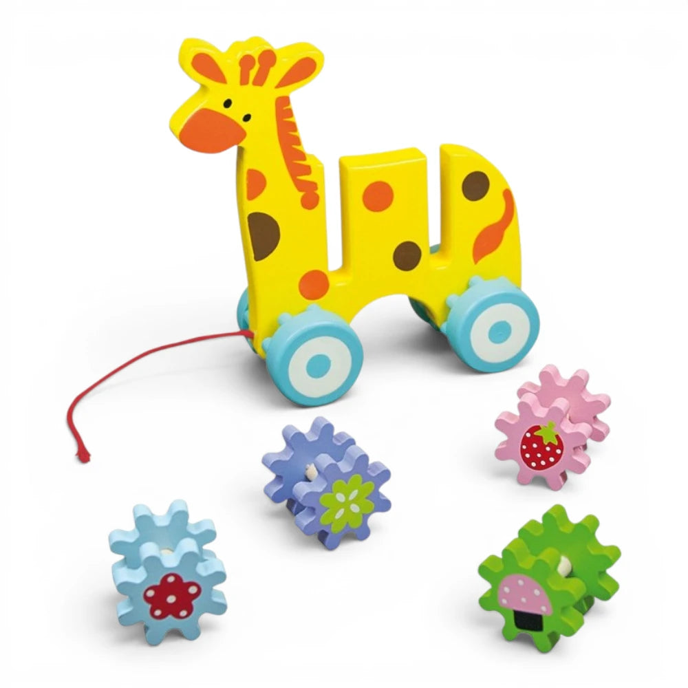 Wooden Pull Along Toy for Kids 18m+: Giraffe, Andreu Toys