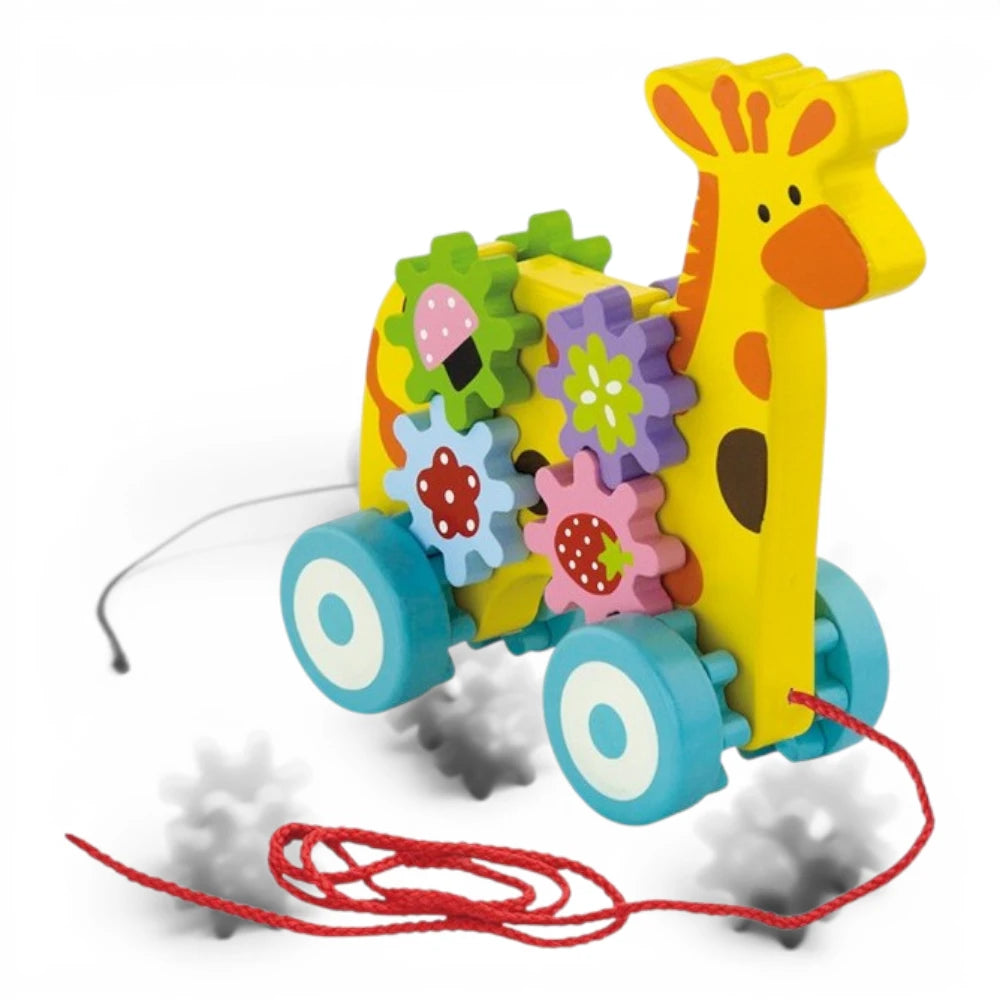 Wooden Pull Along Toy for Kids 18m+: Giraffe, Andreu Toys