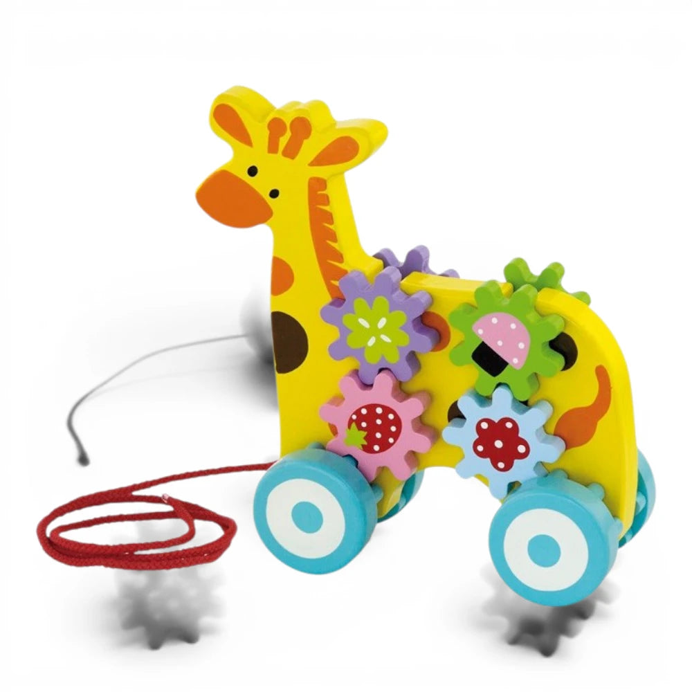 Wooden Pull Along Toy for Kids 18m+: Giraffe, Andreu Toys