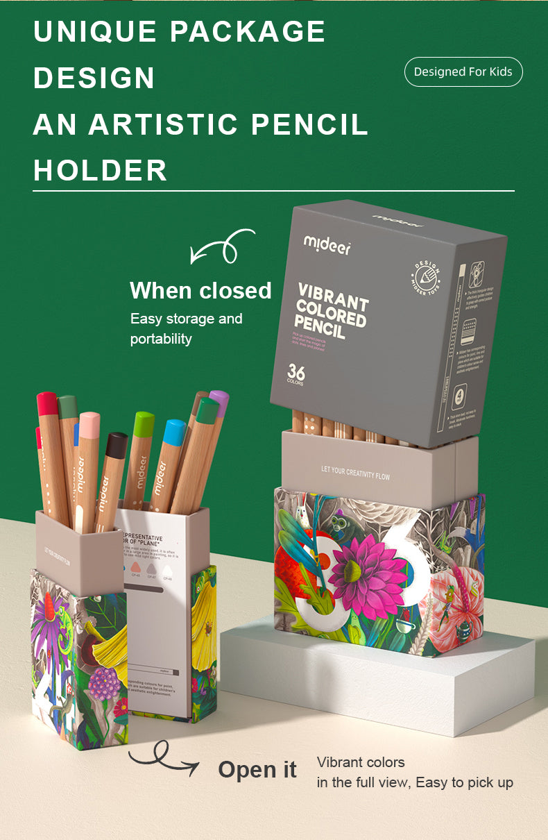 Vibrant Colored Pencil - 36 Colors Mideer