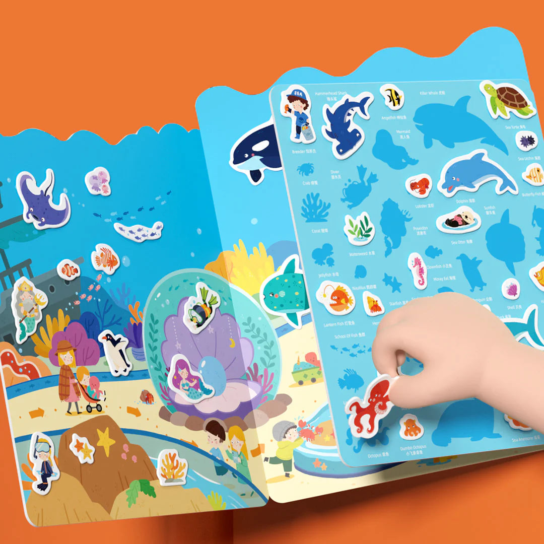 Reusable Jelly Sticker Set  - Incredible Aquarium, Mideer