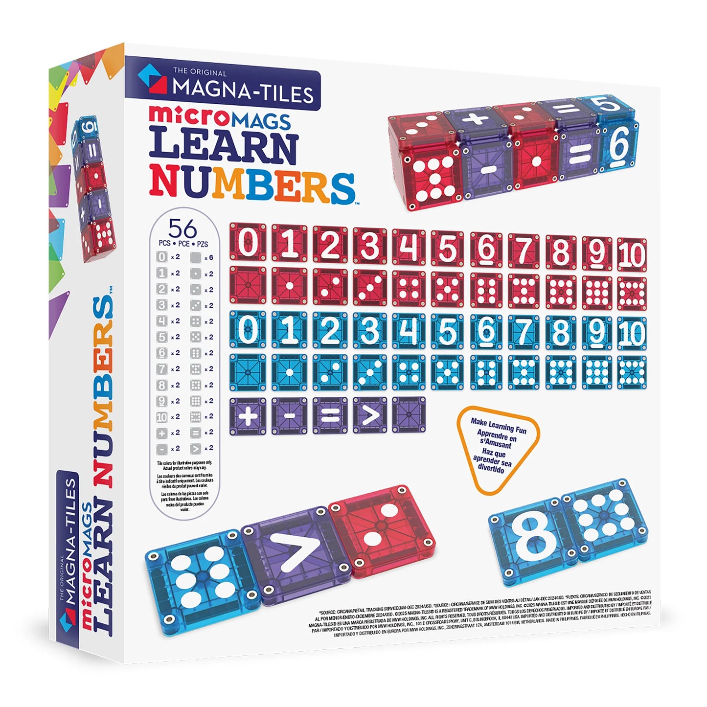 microMAGS: Learn Numbers 56 Piece Set, Magna-tiles