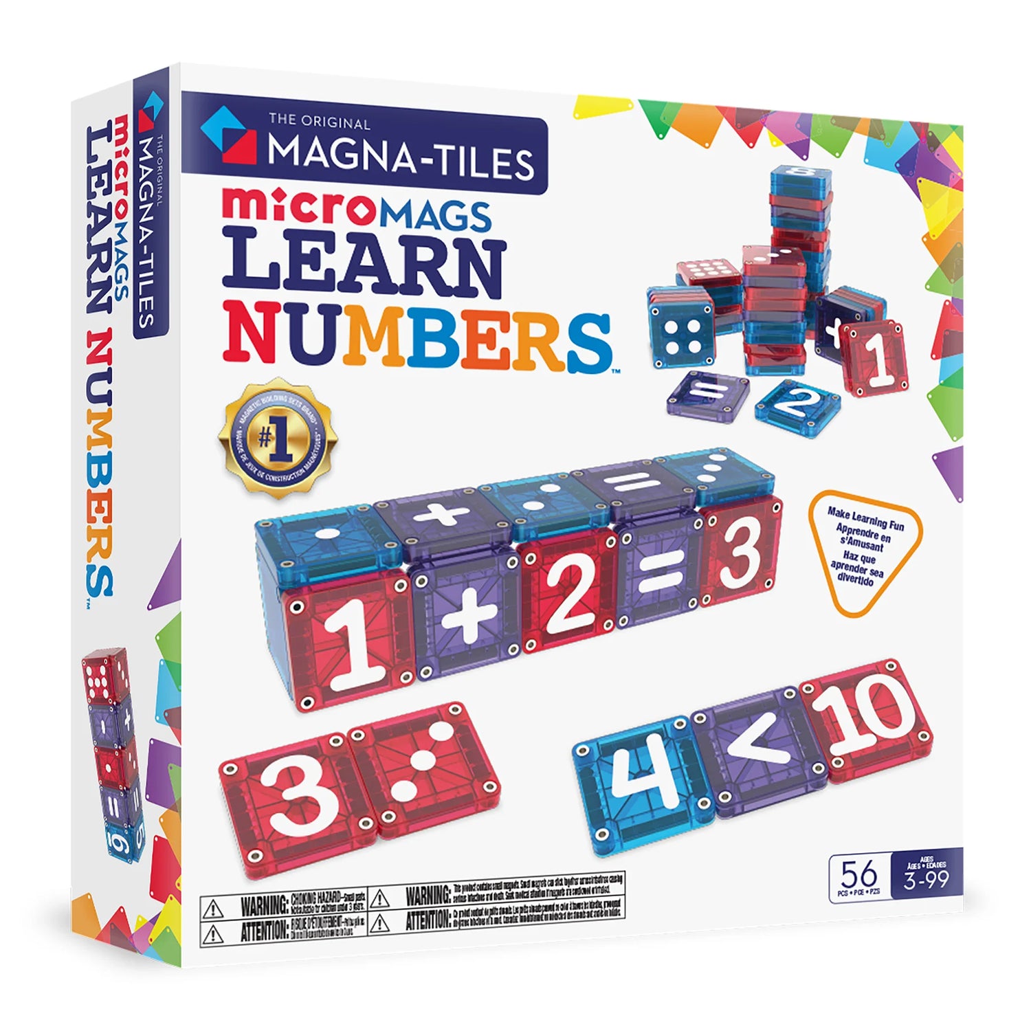 microMAGS: Learn Numbers 56 Piece Set, Magna-tiles