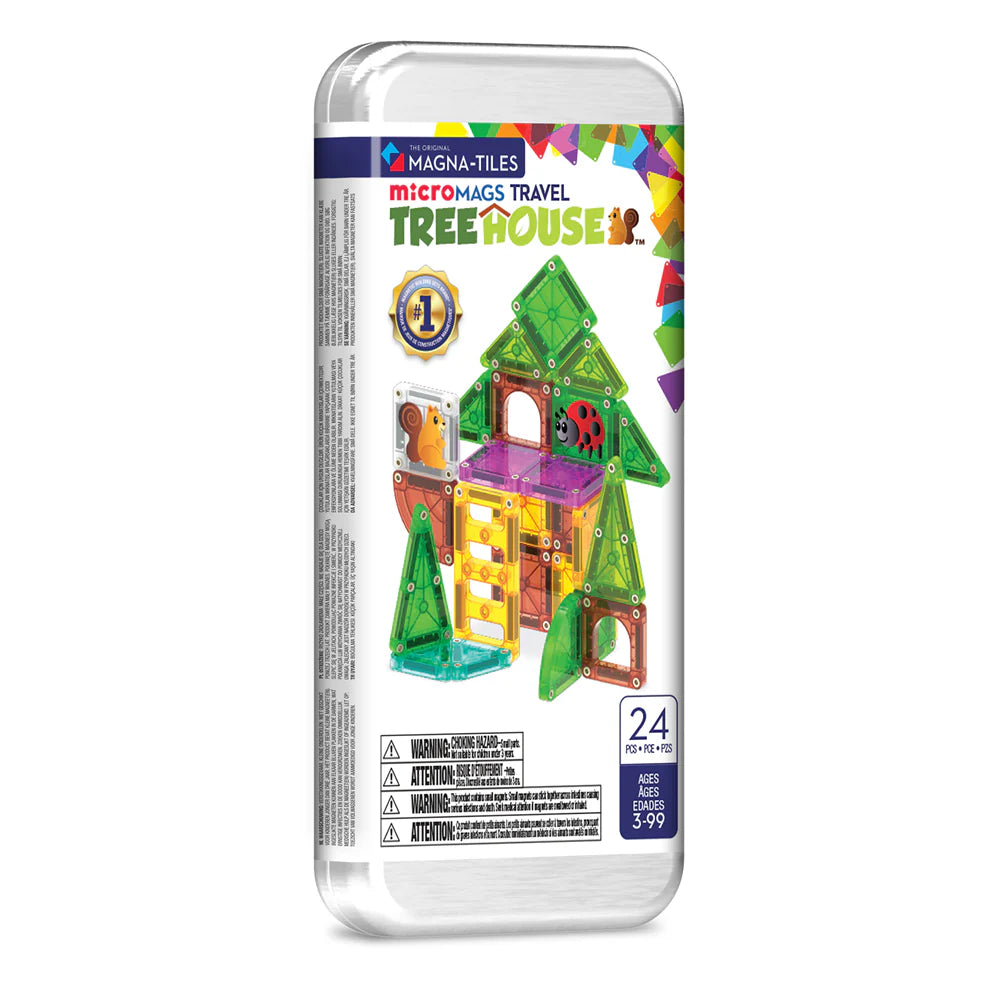 MicroMAGS Travel: Treehouse, 24 Pieces, Magnetic Tiles for Kids 3+