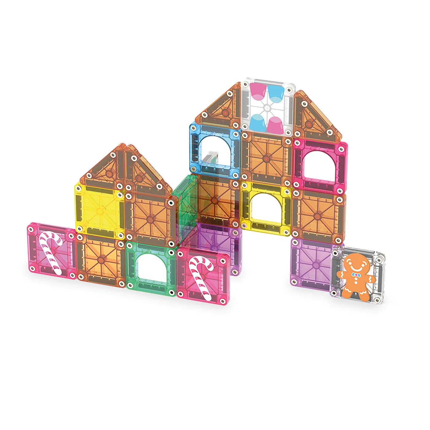 MicroMAGS Travel: Gingerbread House , 24 Pieces, Magnetic Tiles for Kids 3+