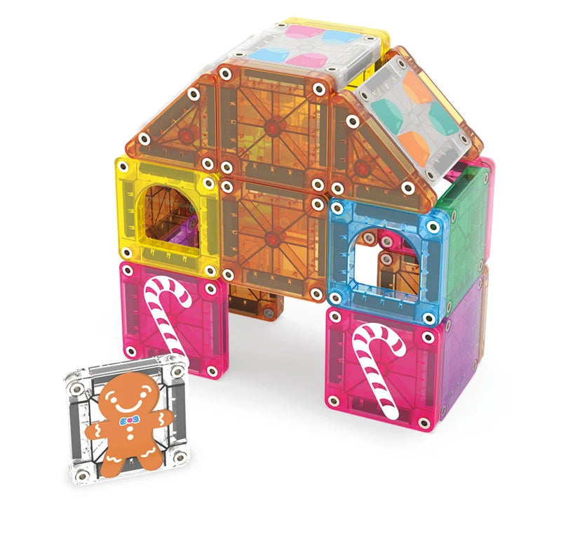 MicroMAGS Travel: Gingerbread House , 24 Pieces, Magnetic Tiles for Kids 3+