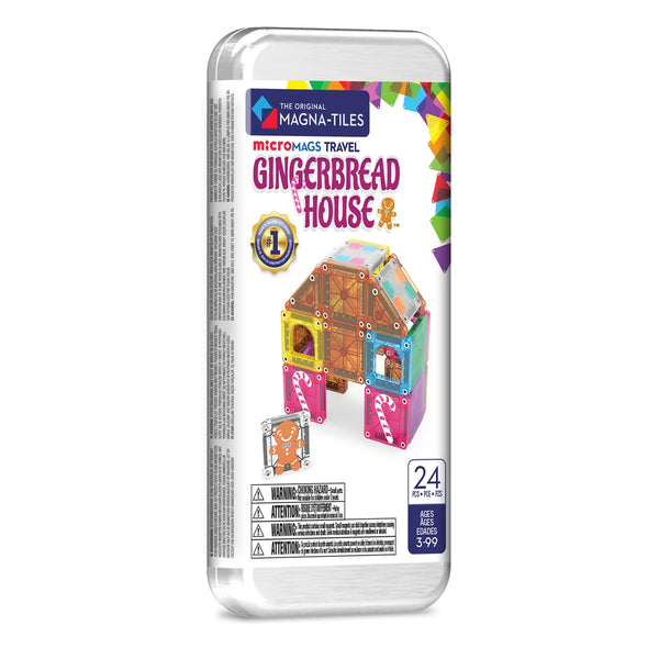 MicroMAGS Travel: Gingerbread House , 24 Pieces, Magnetic Tiles for Kids 3+