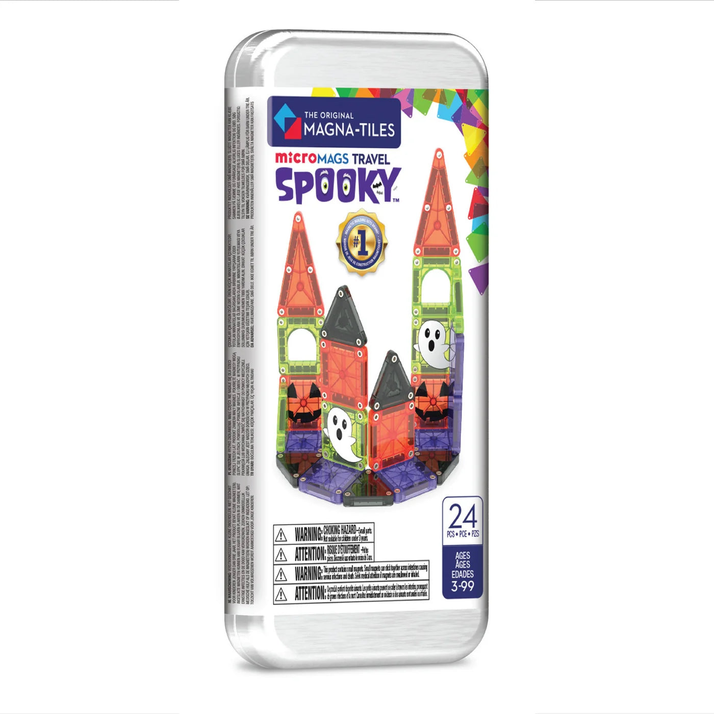 MicroMAGS Travel: Spooky, 24 Pieces, Magnetic Tiles for Kids 3+