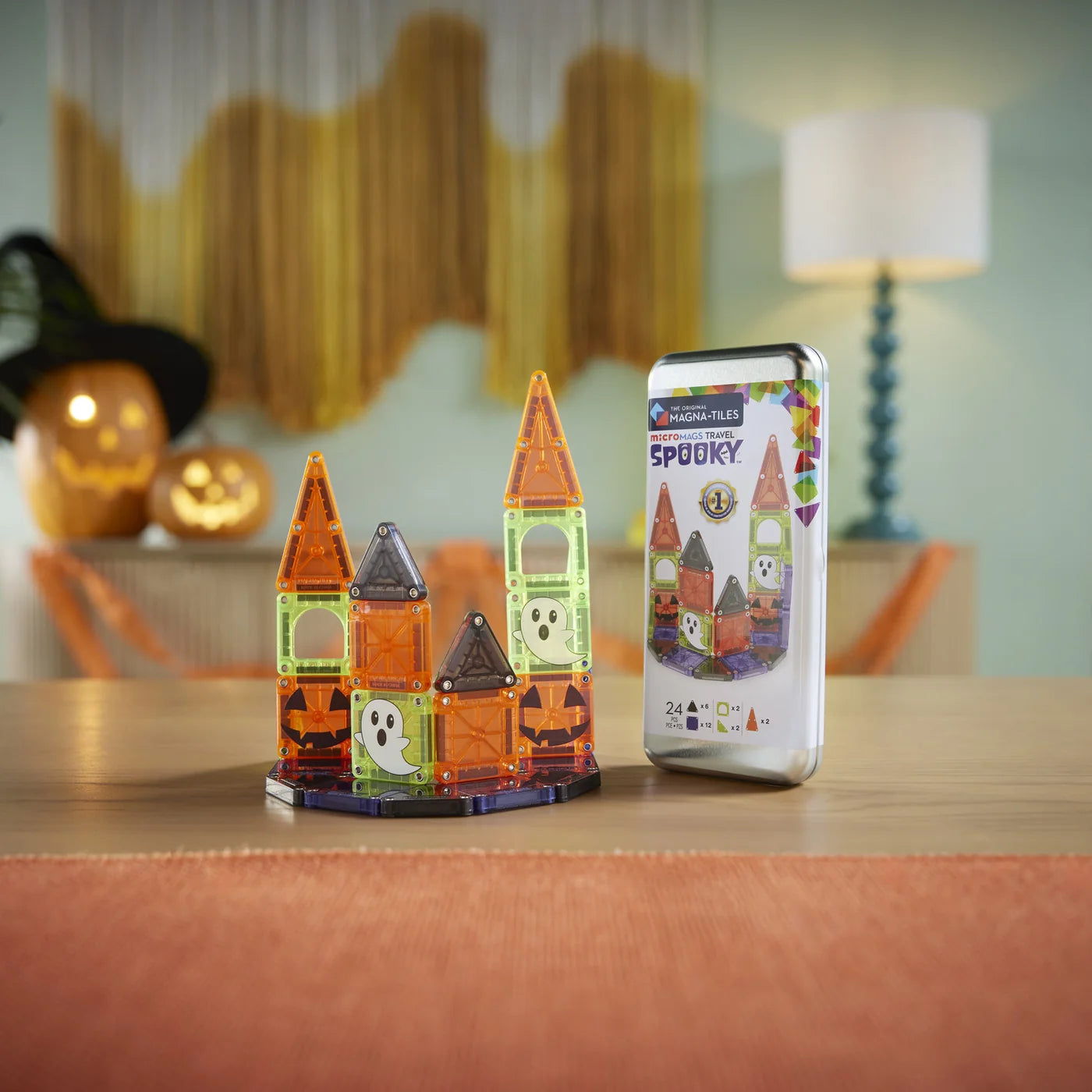 MicroMAGS Travel: Spooky, 24 Pieces, Magnetic Tiles for Kids 3+