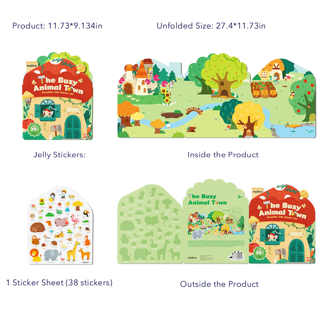 Reusable Jelly Sticker Set - The Busy Animal Town