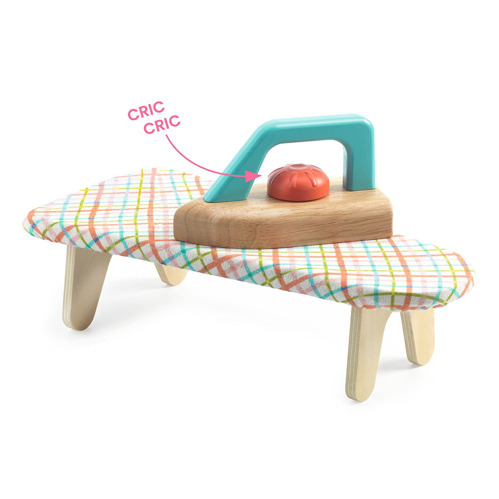 Laundry Mia & Leo, Wooden Ironing Play Set, 3+, Ironing Board, Iron & 4 Clothes