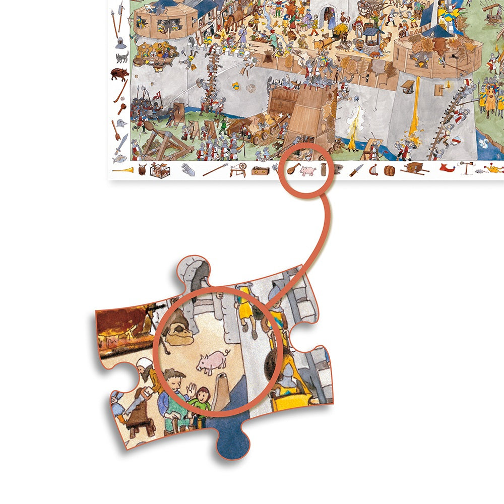 Djeco Puzzles observation Fortified castle - 100 pcs - FSC MIX