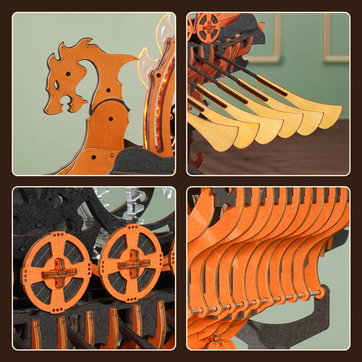 Viking Dragon Ship LK802: 3D Wooden Puzzle, 229 Pieces