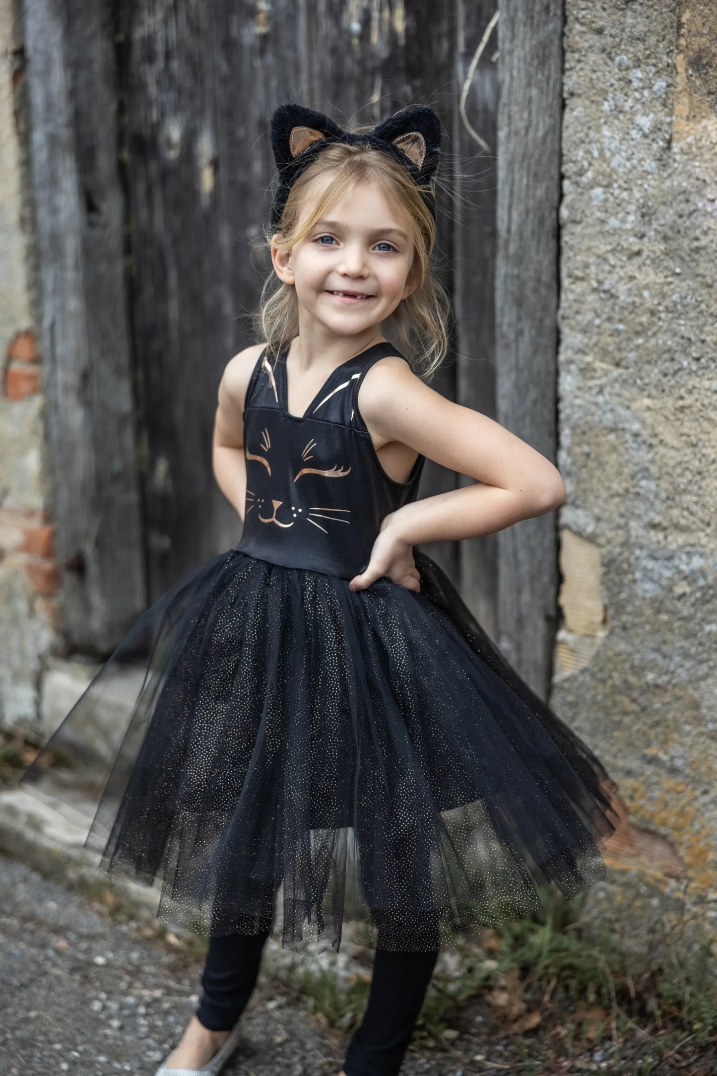 Black Cat Dress With Headband, Halloween Costume For Kids 5-6