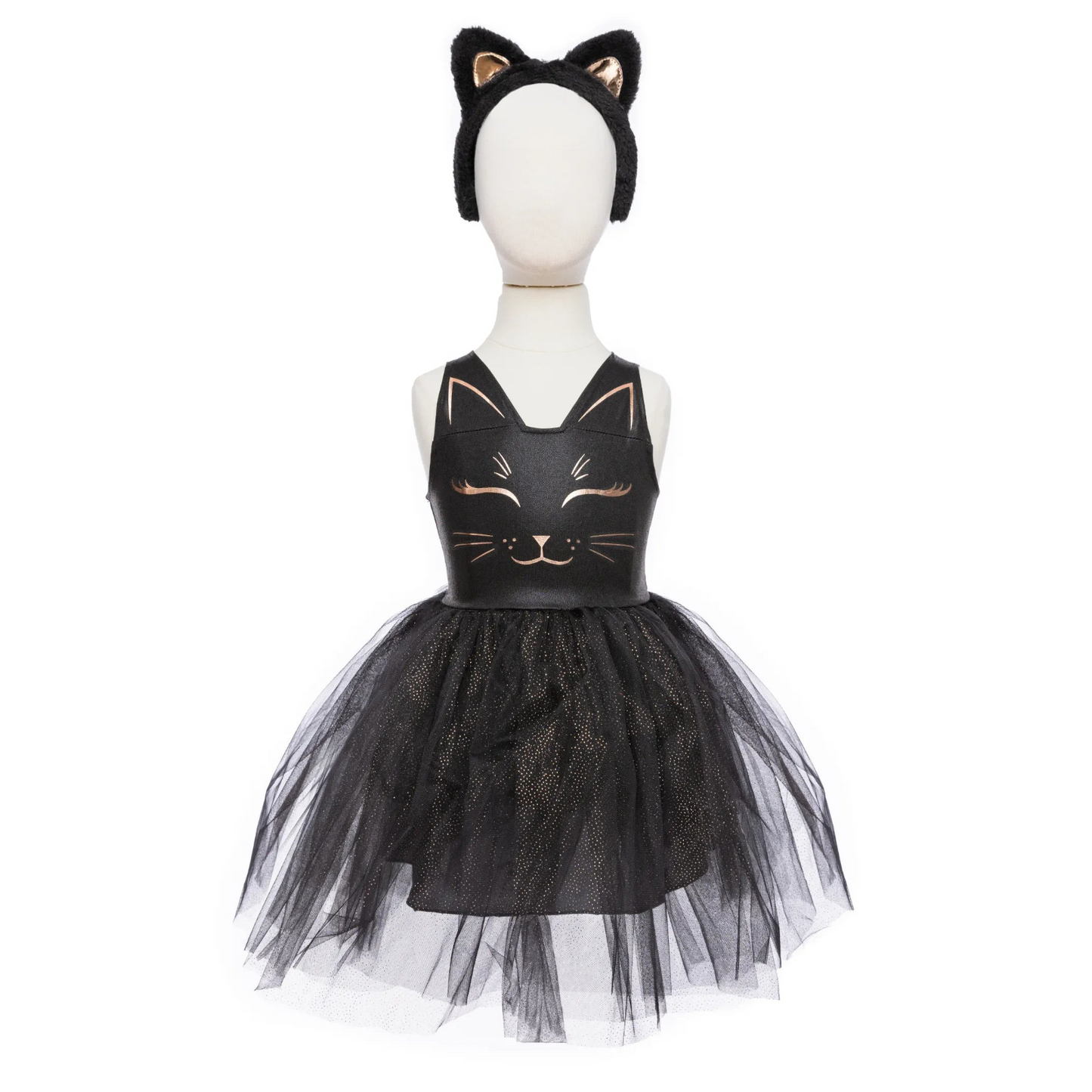 Black Cat Dress With Headband, Halloween Costume For Kids 5-6