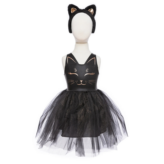 Black Cat Dress With Headband, Halloween Costume For Kids 5-6