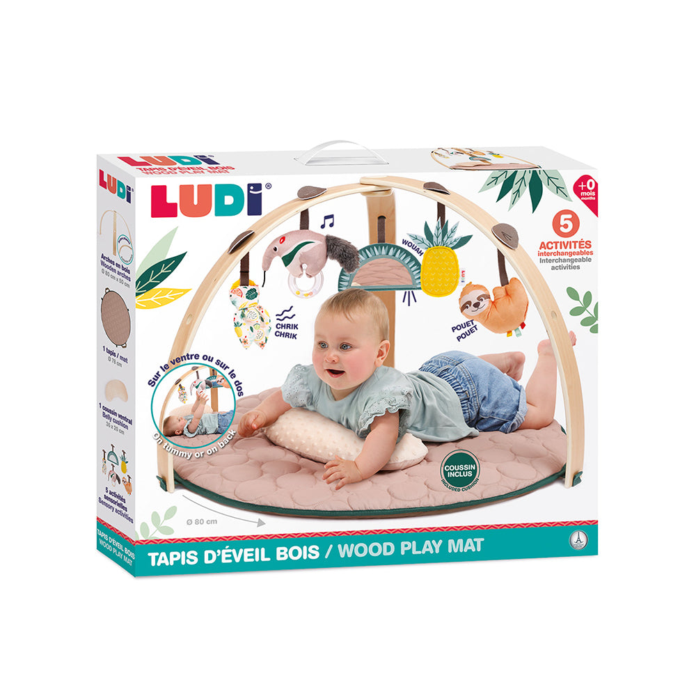 Ludi wooden baby gym with 5 activities "Jungle"