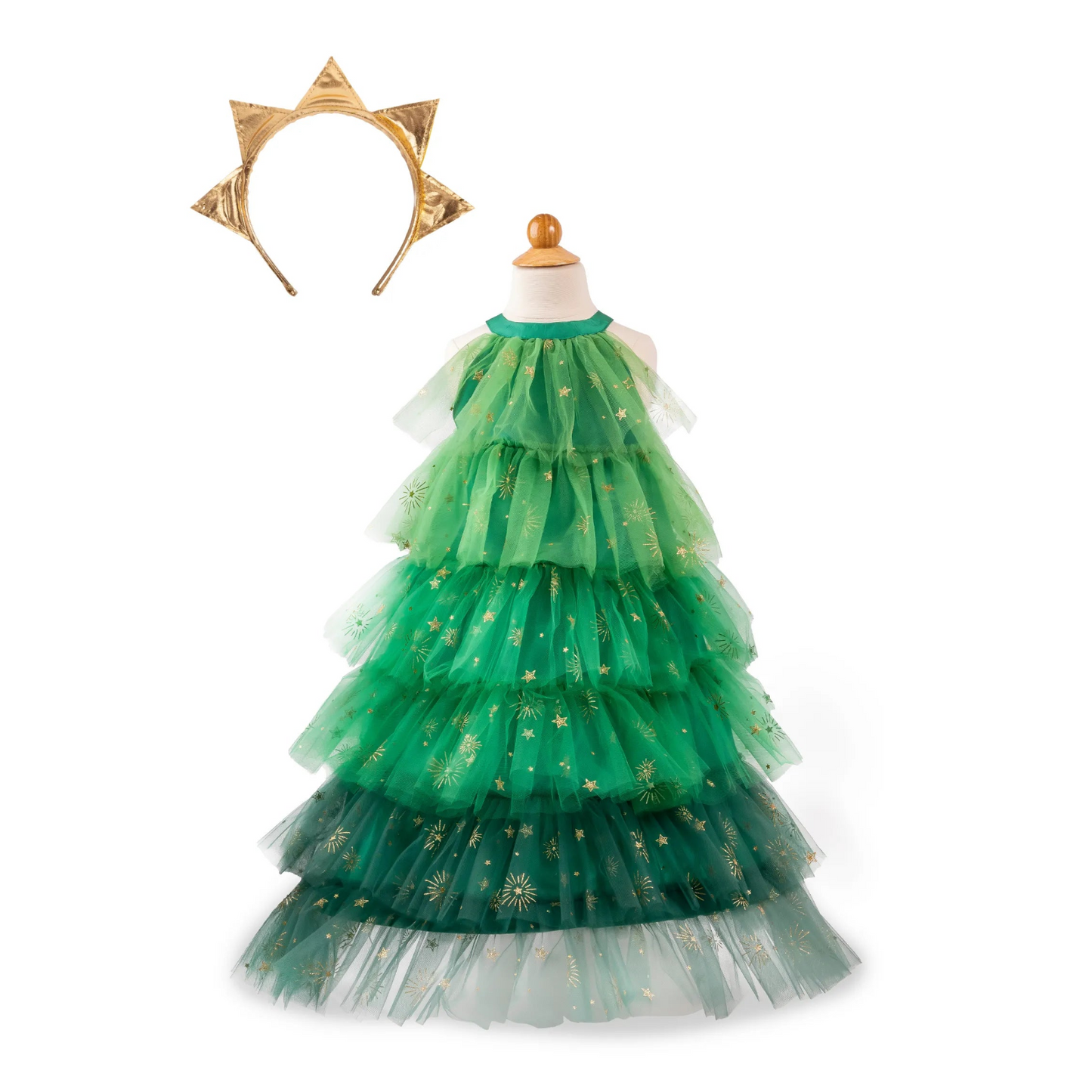 Christmas Tree Dress With Headband, Christmas Costume For Kids 3-4