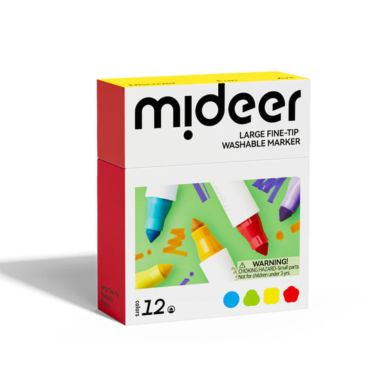 Large Fine-Tip Washable Marker - 12 Colors, Mideer