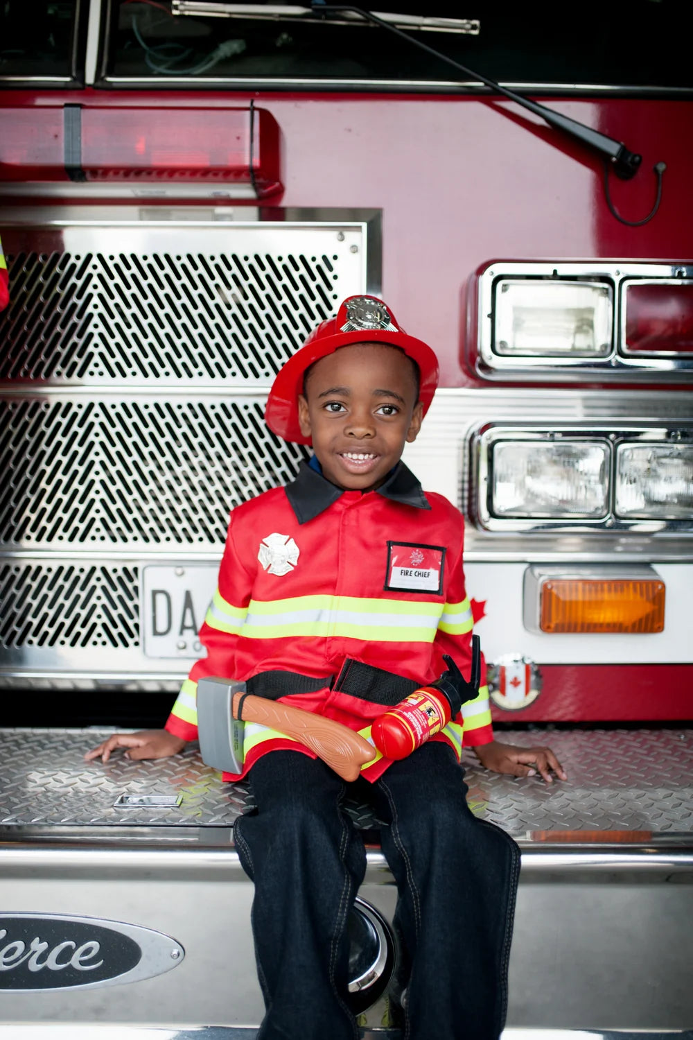 Fireman Coat Costume Set For Kids 3-5, 5-Piece