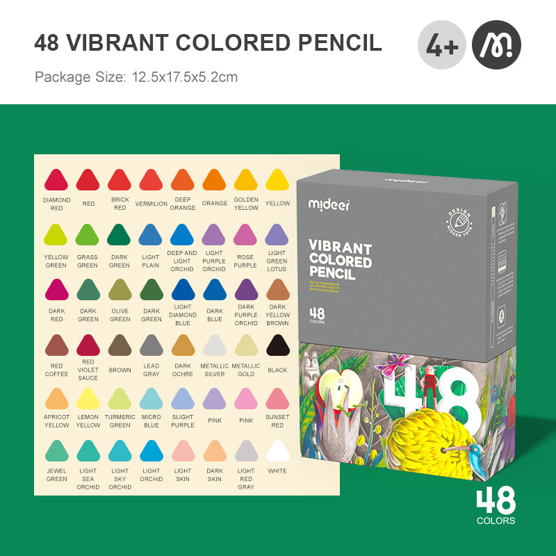 Vibrant Colored Pencil - 48 Colors Mideer
