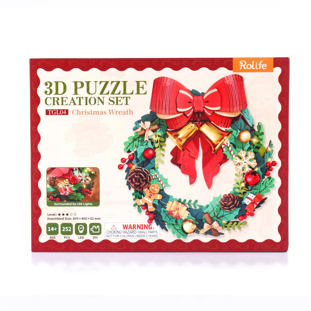 3D Wooden Puzzle: Christmas Wreath, Rolife