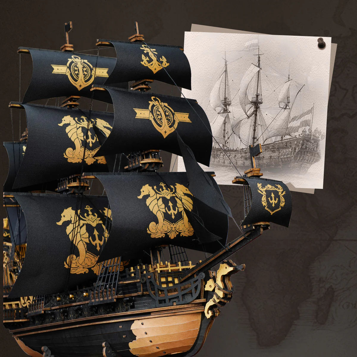3D Wooden Puzzle: The Seahorse Barque MCB02, ROKR