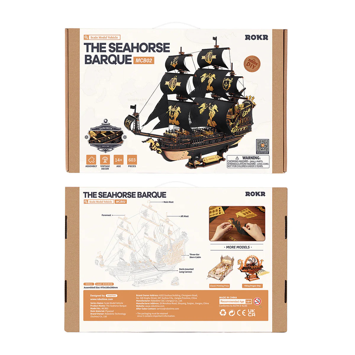 3D Wooden Puzzle: The Seahorse Barque MCB02, ROKR