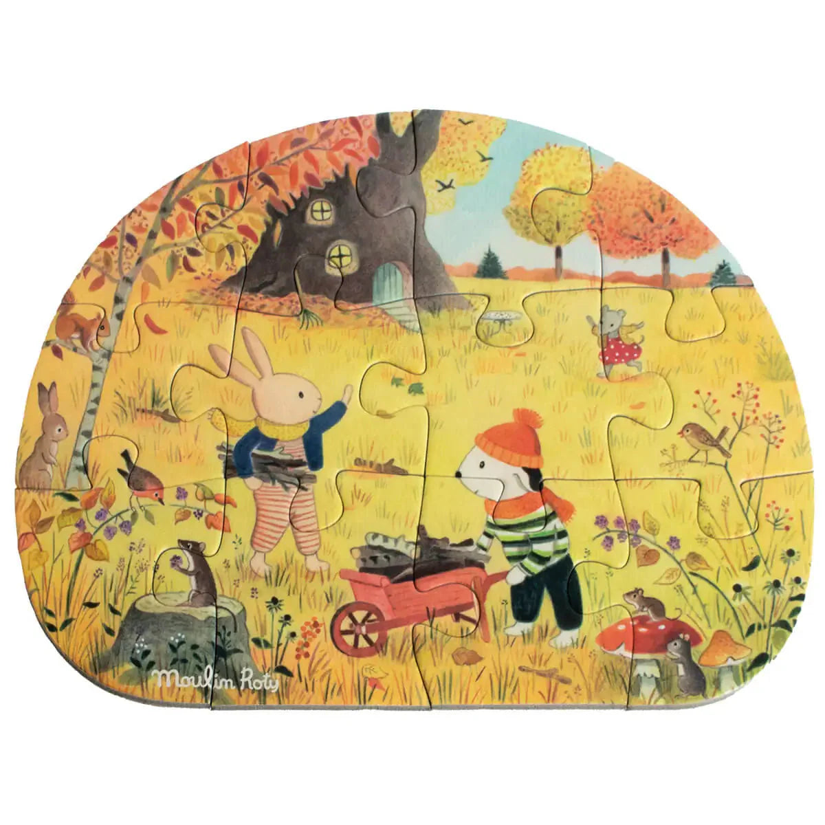 4 Mini Puzzles Seasons 4x12 Pieces, La Grande Famille, Moulin Roty
