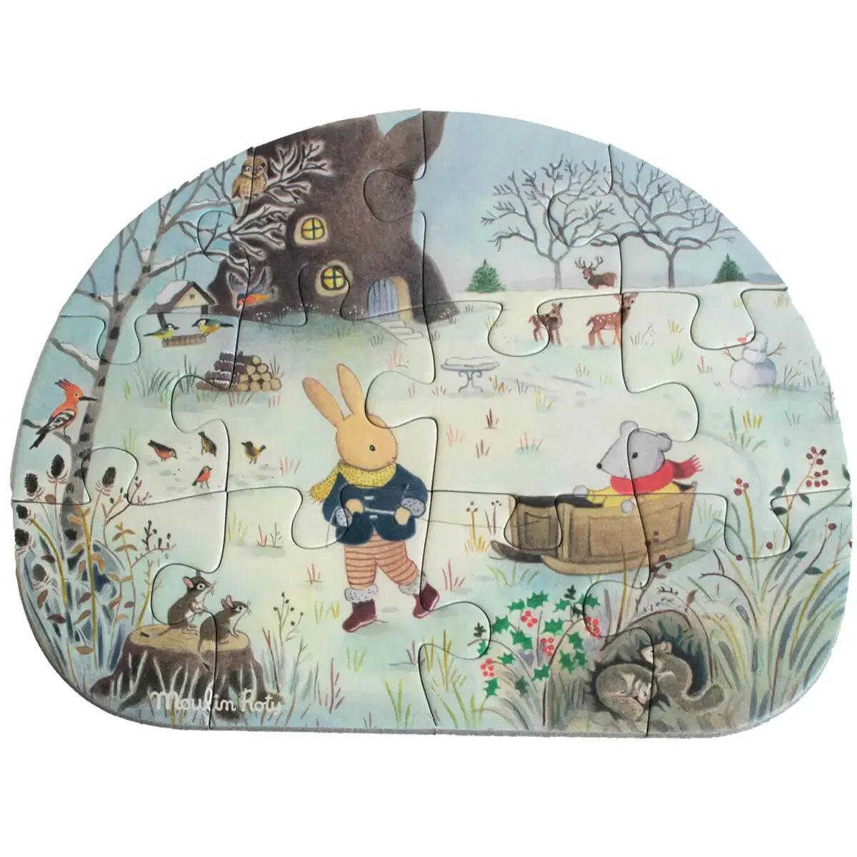 4 Mini Puzzles Seasons 4x12 Pieces, La Grande Famille, Moulin Roty