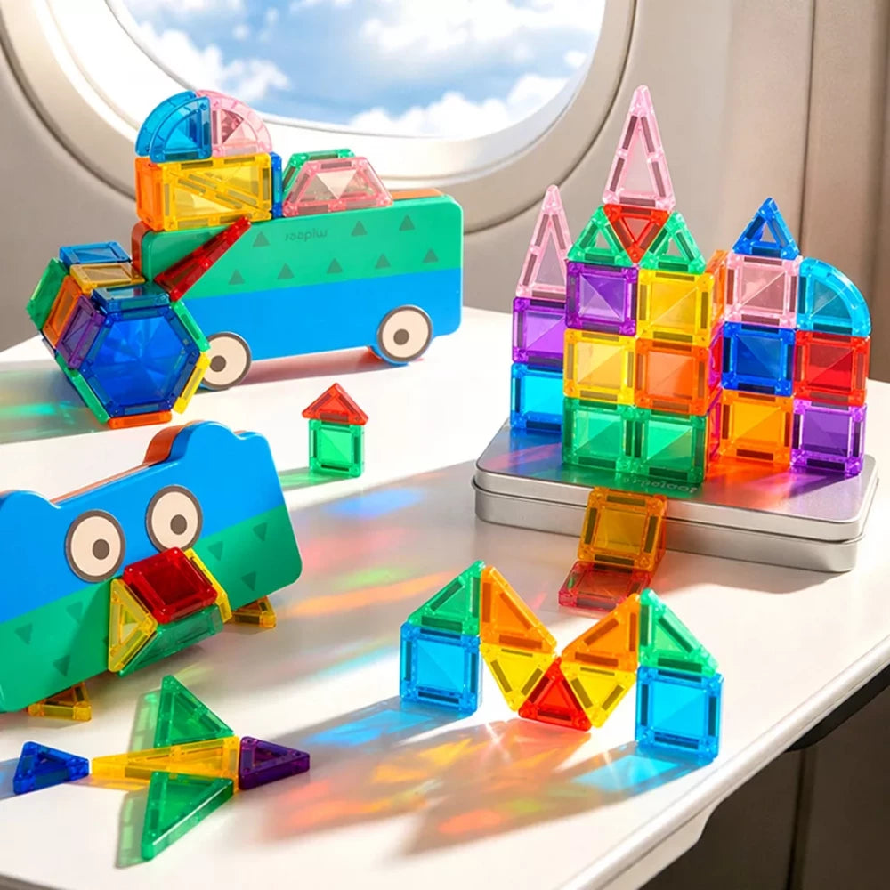 Mini Creative Geometry, Colourful Magnetic Tiles for Kids, 51 Pieces