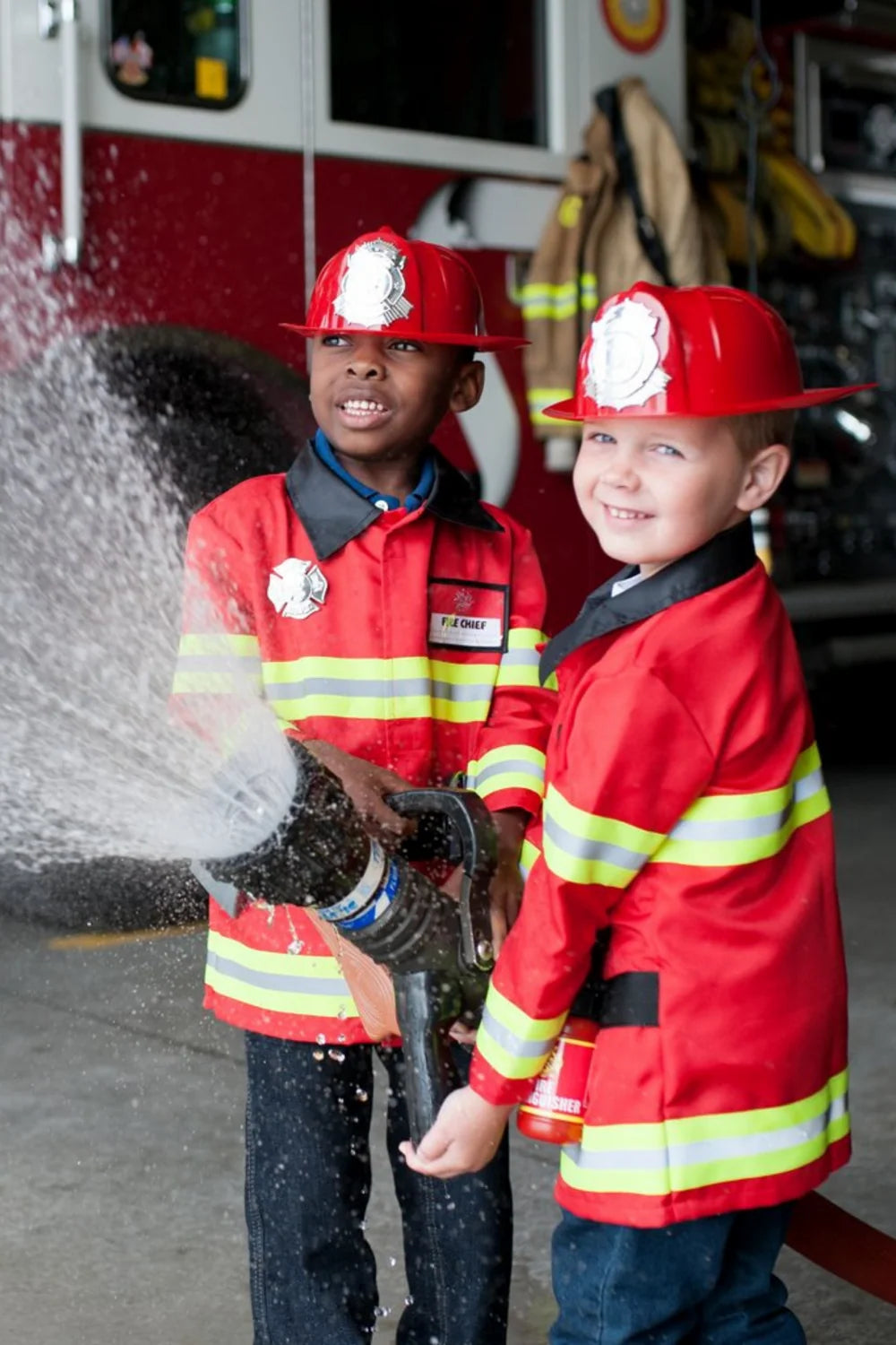 Fireman Coat Costume Set For Kids 3-5, 5-Piece