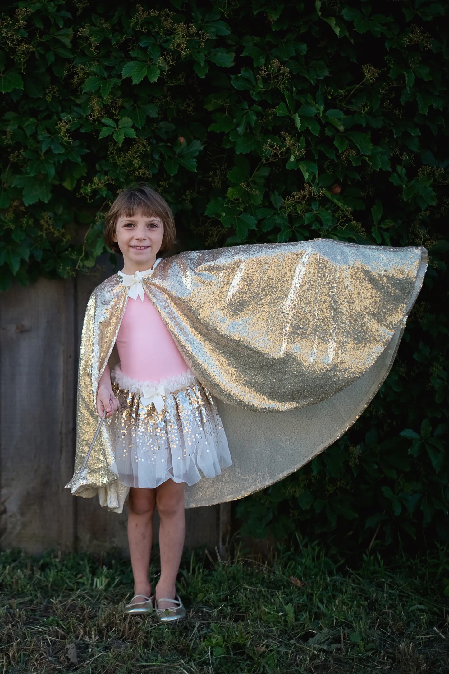 Gracious Gold Sequins Cape For Kids 5-6