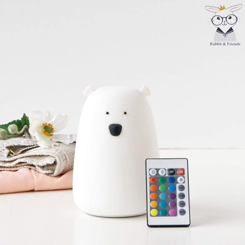 Rabbit & Friends white bear lamp with a remote control