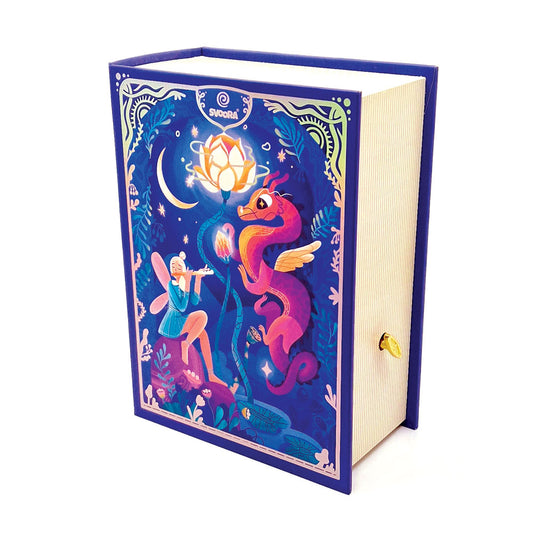 Svoora Musical Jewelry Book 'Dragon Girl' with Drawers, Music, Wide Mirror & Ring Holder