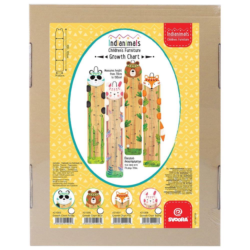 Svoora Childrens Growth Chart Indianimals (Panda, Fox, Bunny, Bear)