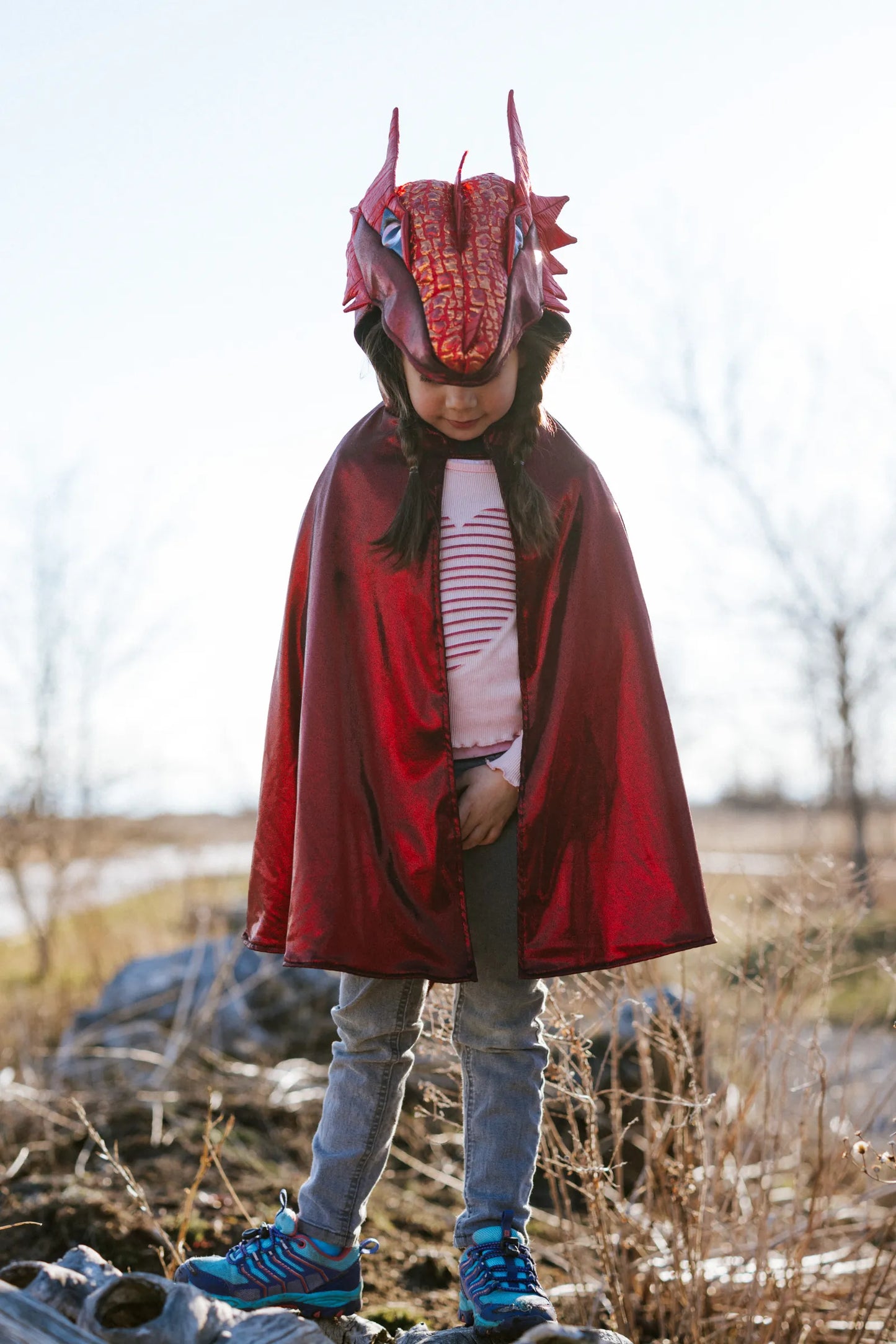 Ruby The Metallic Dragon Costume Cape, For Kids 5-6