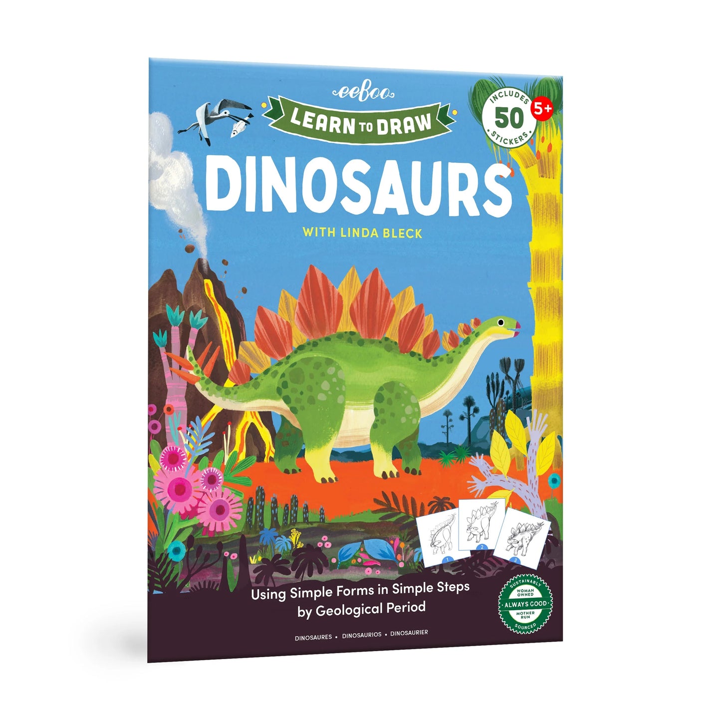 EEBOO LEARN TO DRAW DINOSAURS WITH STICKERS