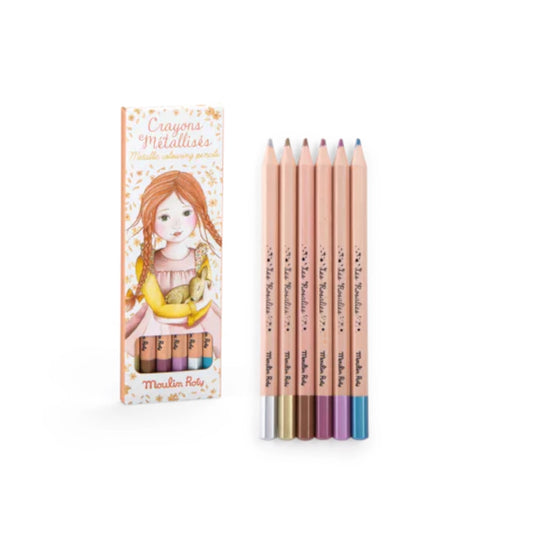 6 metallic colouring pencils: Les Rosalies, Moulin Roty