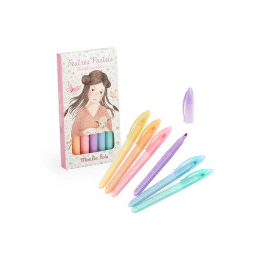 6 pastel felt pens: Les Rosalies, Moulin Roty