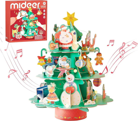 Christmas Rotating Music 3D Puzzle - Busy Christmas Workshop, Mideer