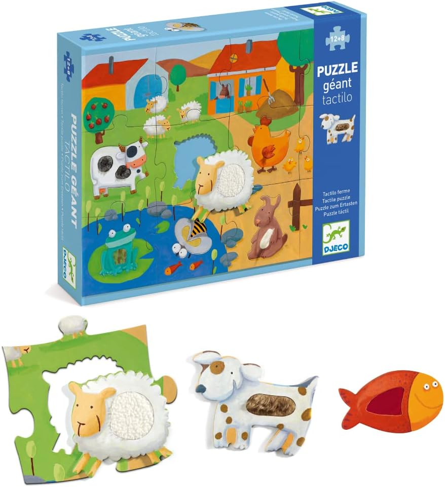 Djeco Giant puzzles Tactile farm puzzle - 12+8pcs