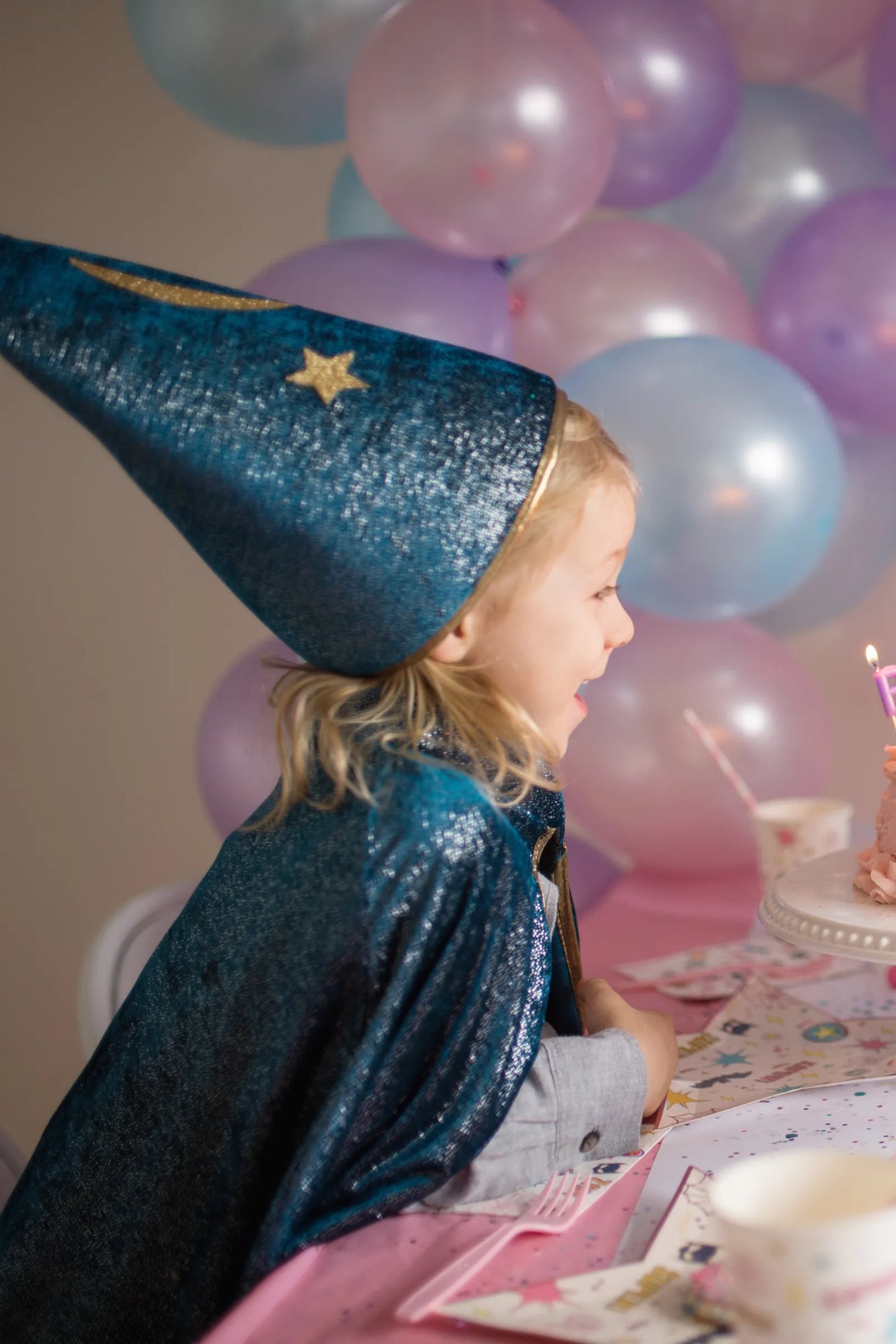 Starry Night Wizard Cape With Hat For Kids 5-6