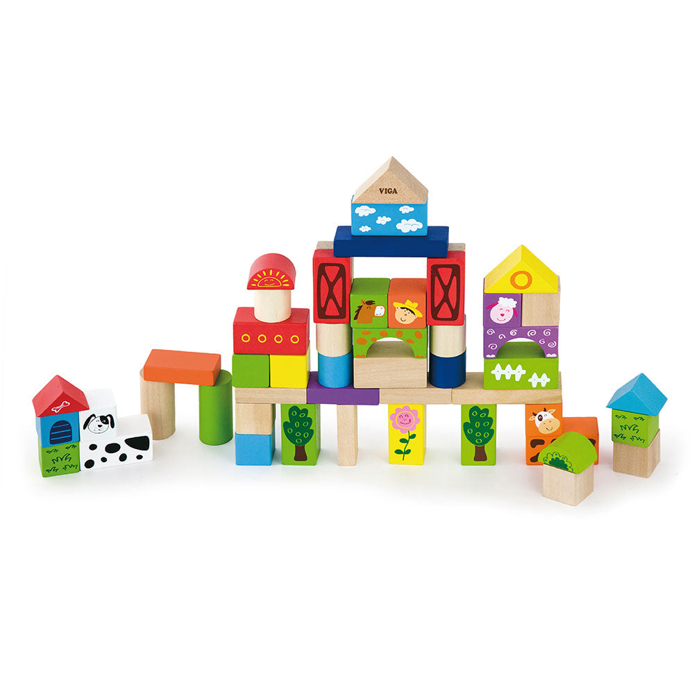 Viga Building Blocks in a drum Farm 50 pcs