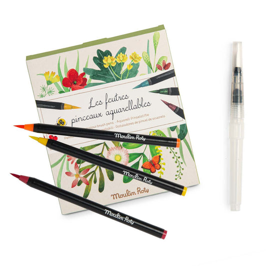 12 watercolour brush pens Le Jardin du Moulin, Moulin Roty