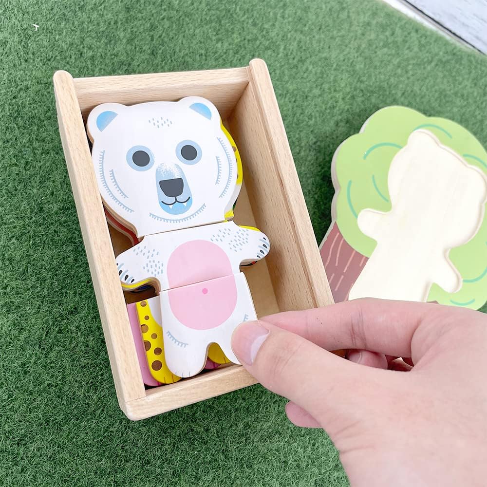 Arbramix, Wooden Animal Puzzle, 2+, 6 Mix-And-Match 3-Piece Animals