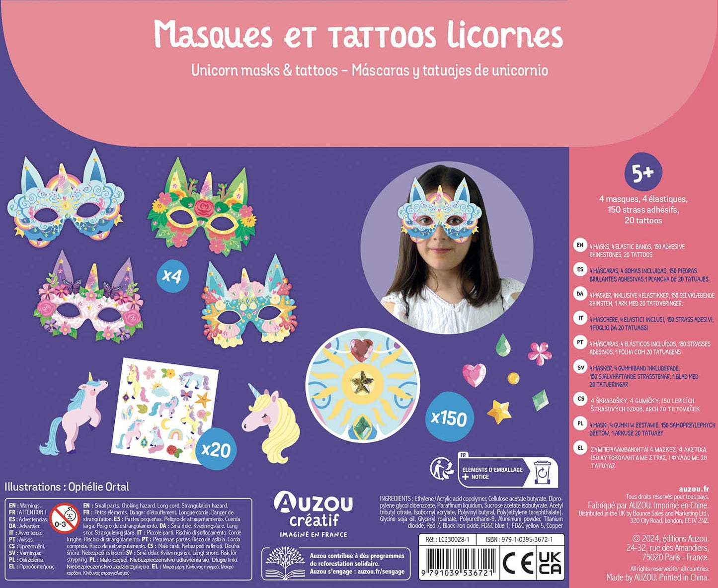 My Activity Pouch - Unicorn Mask and Tattoos, AUZOU